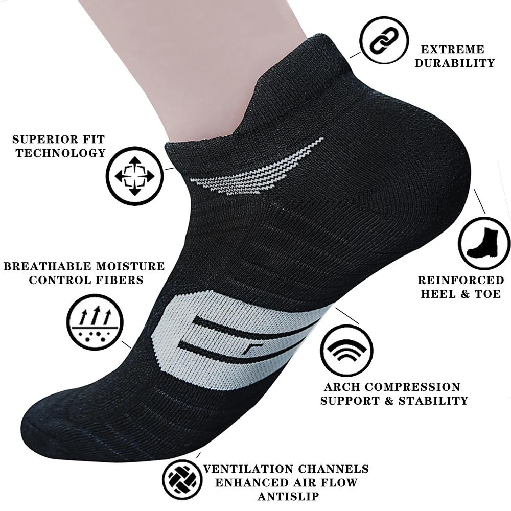 3PAIRS Towel Bottom Hiking Socks Men Women Cotton Sock Short Running Sport Socks Breathable Deodorous Socks Plus Size EU35-50