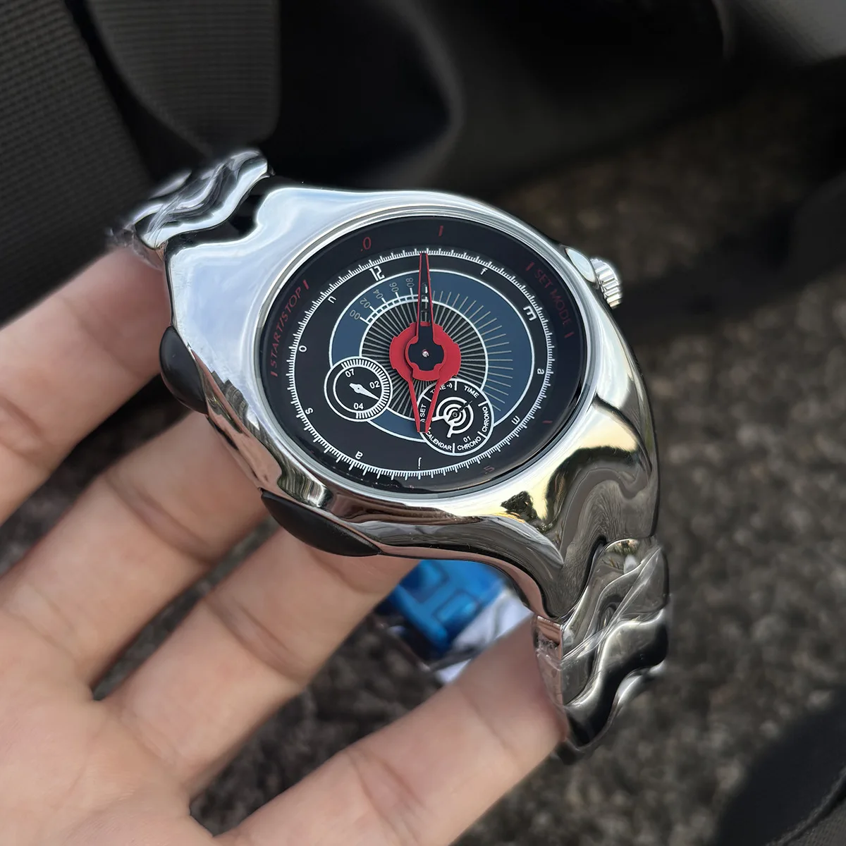 Fashion Alien Retro Unique Y2k Quartz Watch Mens Silver Dial
