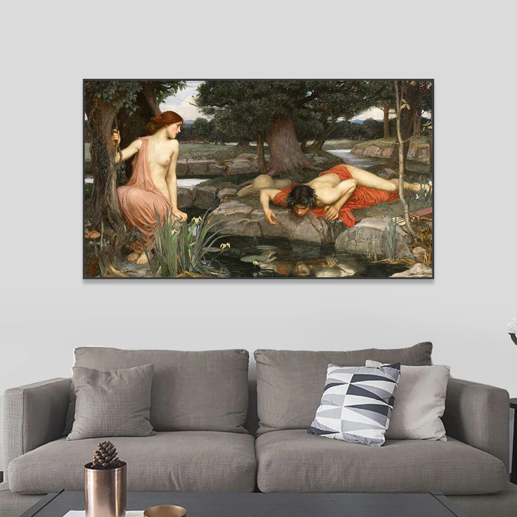 Classical Echo and Narcissus Oil Painting Poster The Siren John William Waterhouse Prints Large Canvas Painting Home Decor