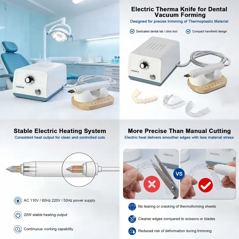 Smile vacuum forming thermoplastic orthodontic appliance holder blade cutting machine 1