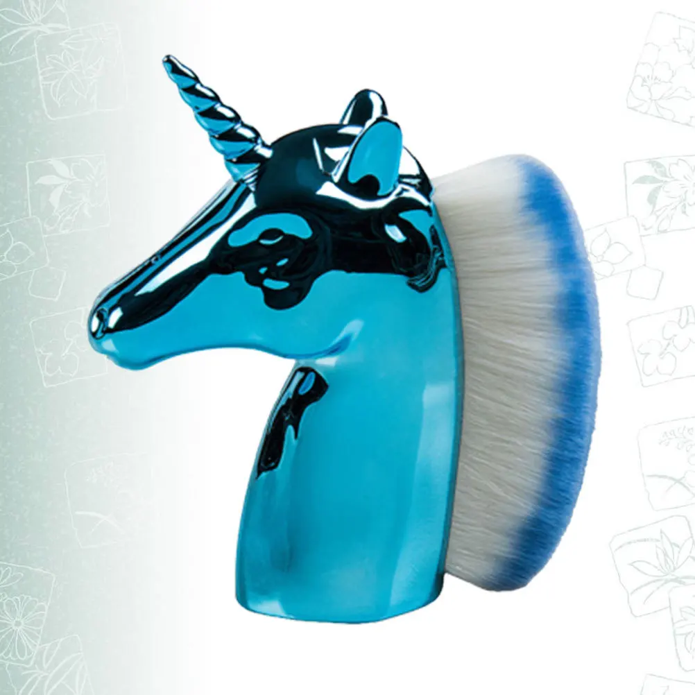 1Pcs Unicorn Design Professional Makeup Brush Cosmetics Powder Blush Foundation Brush for Women Ladies Blue