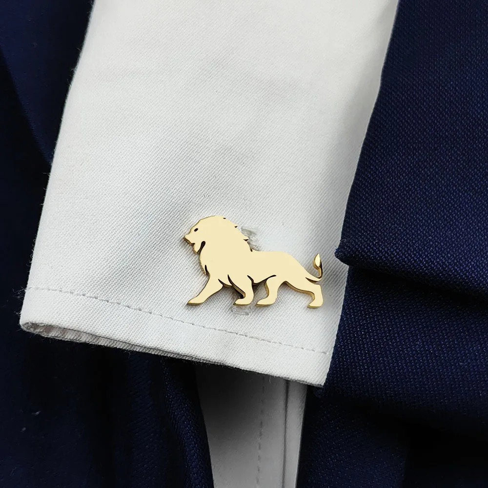 Foreign trade men's temperament simple shirt accessories, animal lion brooch stainless steel material brooch