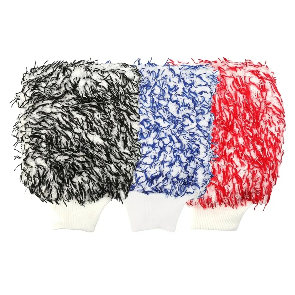 스크래치 프리 플러시 마이크로파이버 자동차 세차 장갑 두꺼운 흡수성 청소 장갑 트럭 SUV 오토바이용 세차 도구