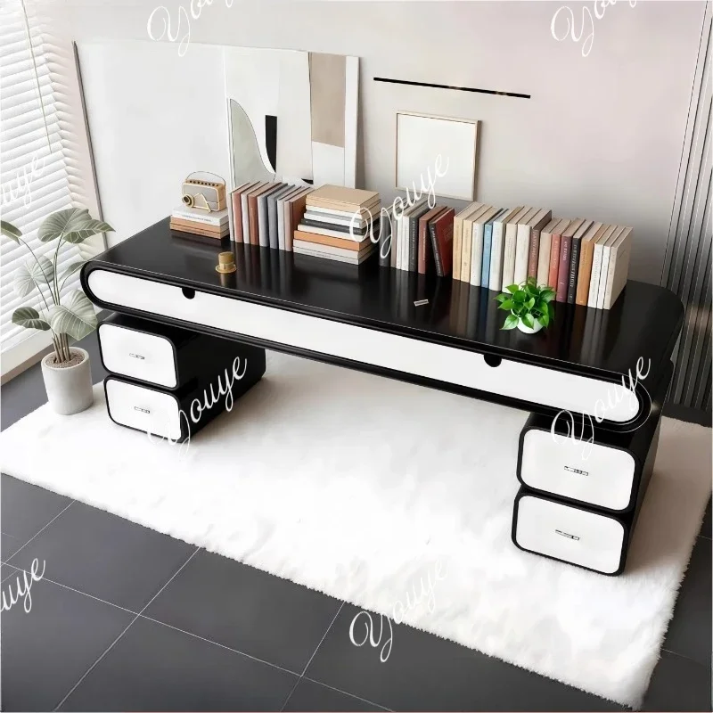 

Cream style piano lacquered desk home desk writing desk modern minimalist computer c