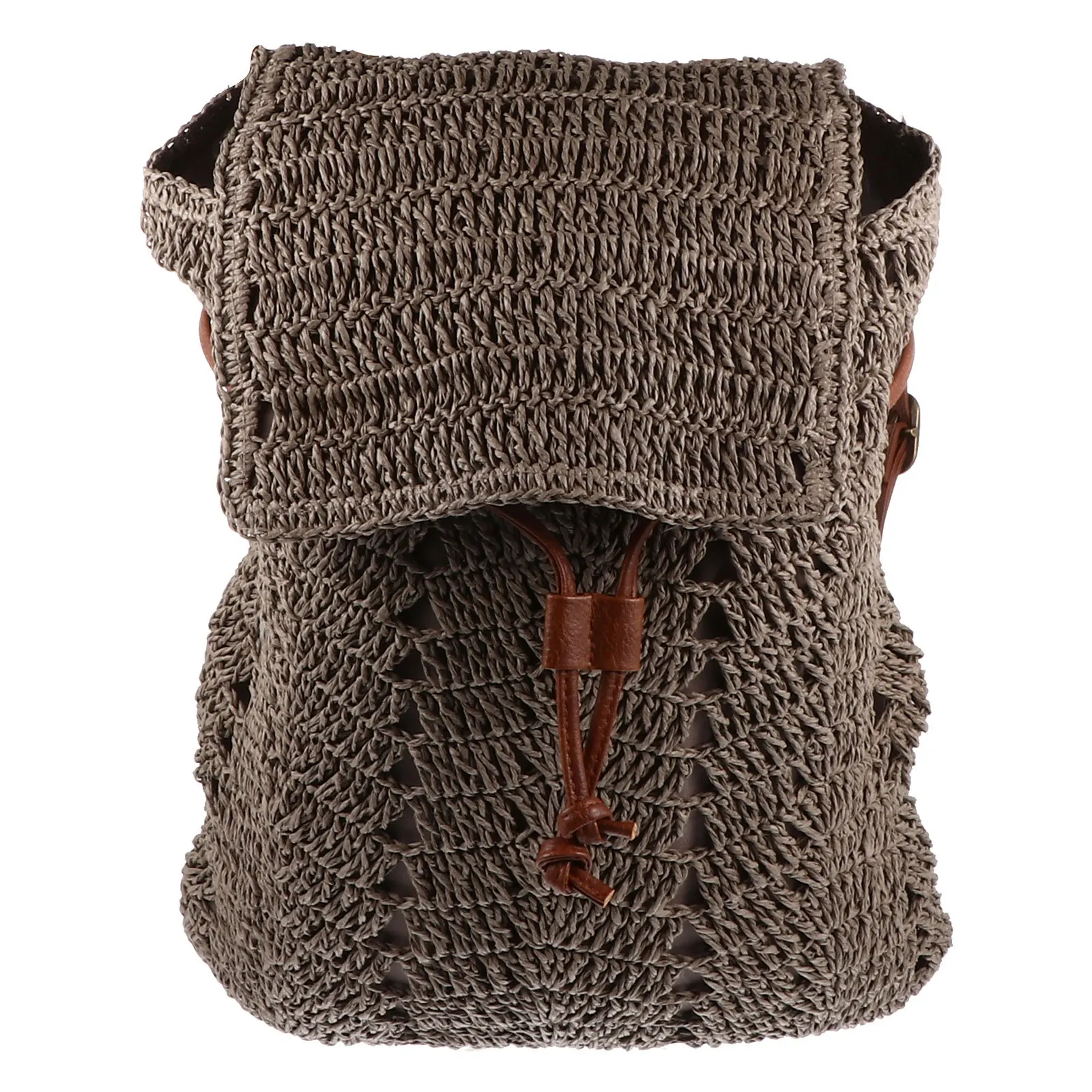 1Pcs Beach Straw Woven Bag Moderate Size Drawstring Storage Shoulder Bag Fashion Summer Outdoor Travel Backpack