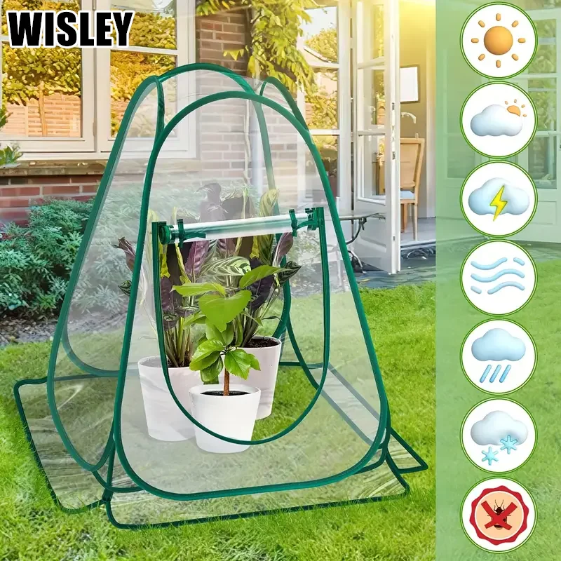 

Mini Greenhouse Tent Pop Up PVC Grow House Small Indoor Outdoor Garden Flower Pot Cover Patio Flower Wind Cold Frost Protection