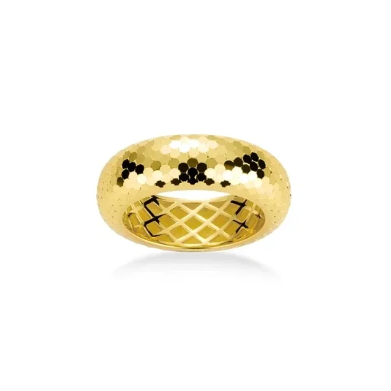 

BELLUX 925 Silver Plated 18k Gold Fashion White Golden Colors Moonlight Shining Cut Simple Fashion Ring