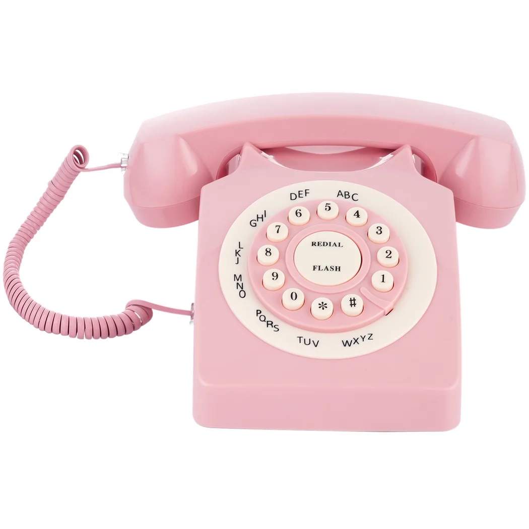 Corded Landline Telephone Crystal Clear Sound Vintage Landline Phone Simple Push-Button Operation Old Fashioned Desk Telephone