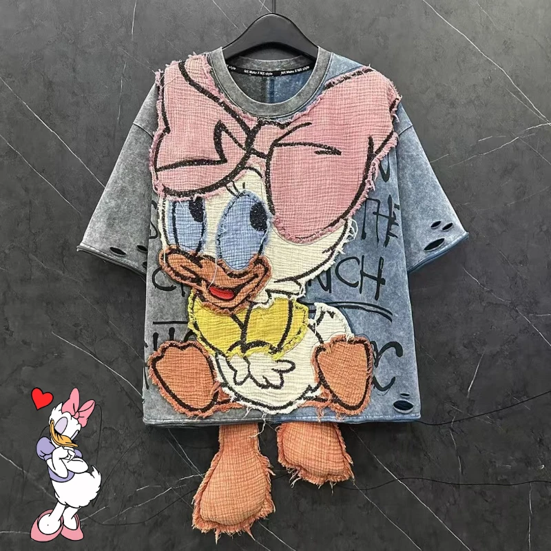 

Disney Daisy cartoon cute short sleeved creative kawaii girls summer lightweight loose breathable T-shirt anime peripheral gift