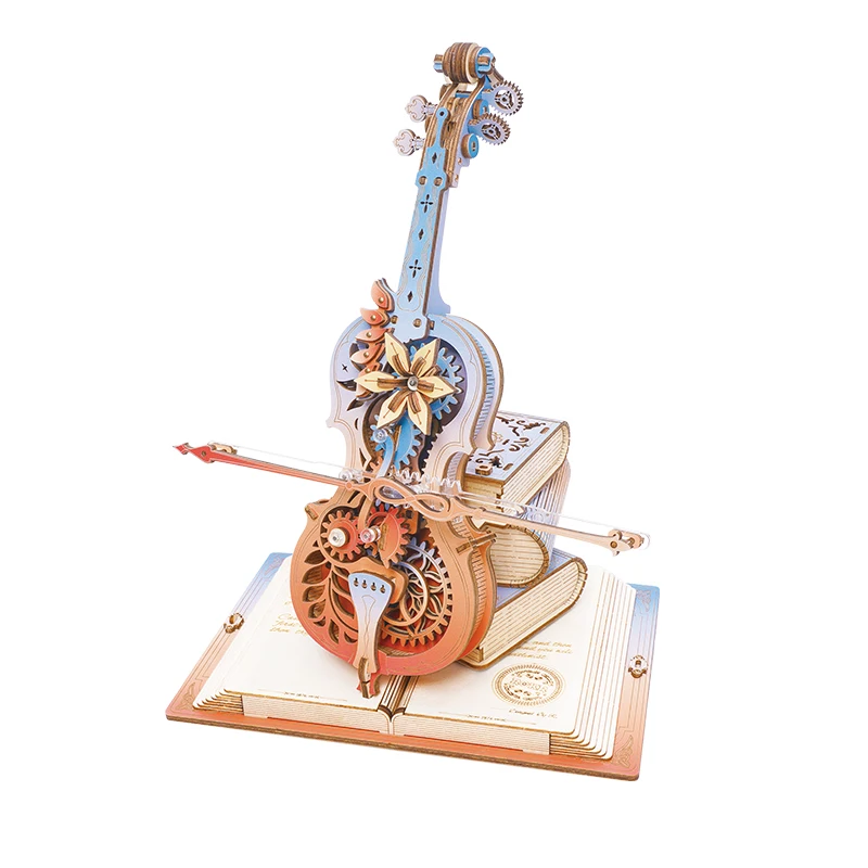 Robotime Rokr Drewniane puzzle 3D Symfonia wspaniałych marzeń Mechaniczna pozytywka Wstępnie kolorowy projekt Prezent dla rodziny Dzieci BuildToy