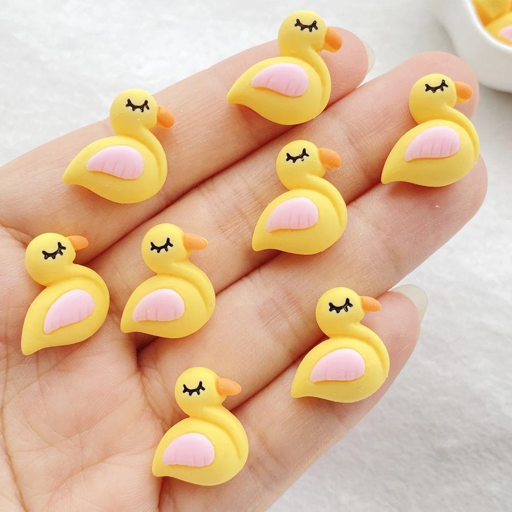 20Pcs Cute Cartoon Mini Yellow Duck Nail Art Resin Designer Charms DIY Craft For Nail 3D Decorations Jewelry