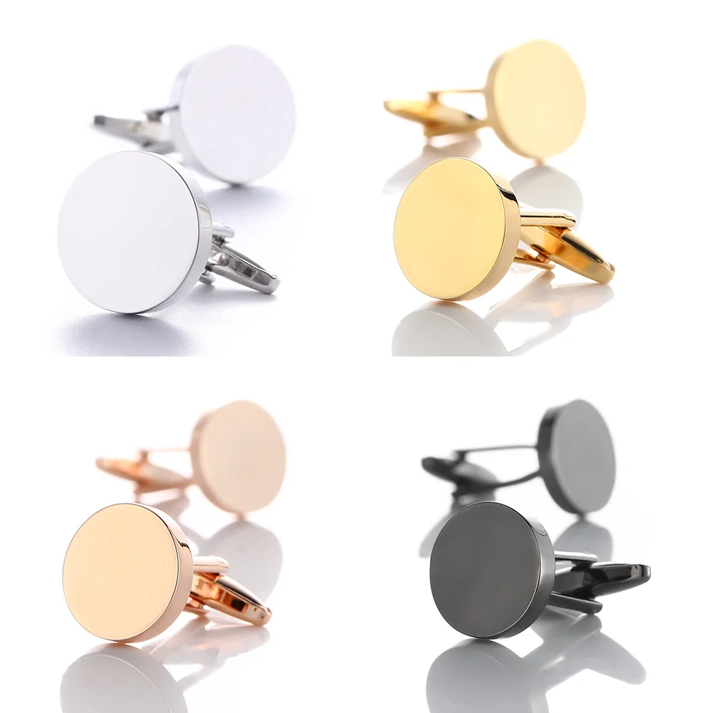 High Quality Blank Mens Cufflinks French Style Shirt Gold Plated Simple Cuffs Buttons Copper Metal Gemelos Male Jewelry Accessor