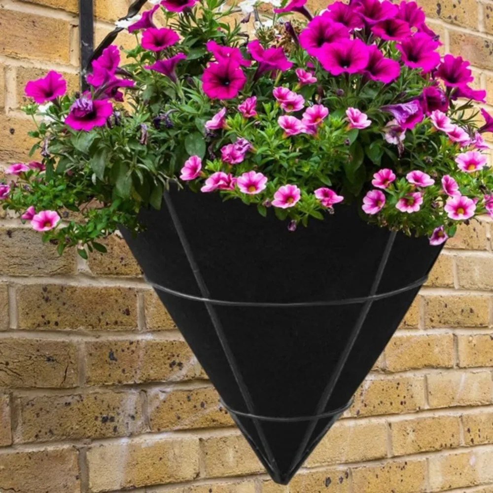 

3pcs Breathable Cone Shaped Liners Black Eco-Friendly Planter Basket Liners Reusable Hanging Plant Liners Enhanced Growth