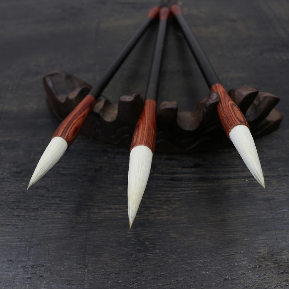 

3pcs Black Ebony Chinese Calligraphy Brush Set Small Medium Large Size For Writing Painting Sumi Art Caligraphy Drawing Brush