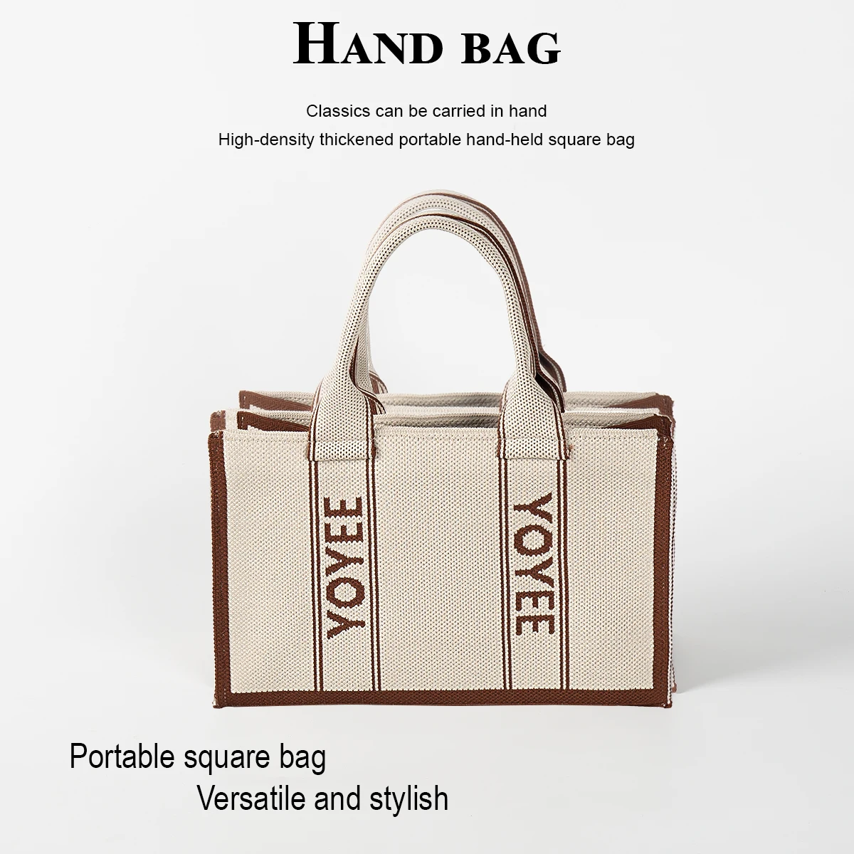 Women's handbag, stylish letter pattern, knitted, lightweight, with zipper closure, suitable as a gift, ideal for shopping, commuting, taking photos, and going on outings, suitable for all seasons