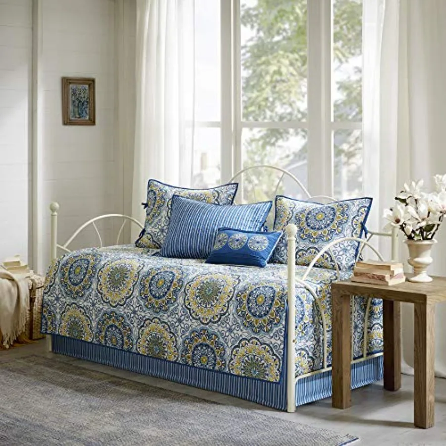 

Daybed Cover Set-Double Sided Quilting Casual Design All Season Bedding with Bedskirt Matching Shams Decorative Pillow 75"x39"