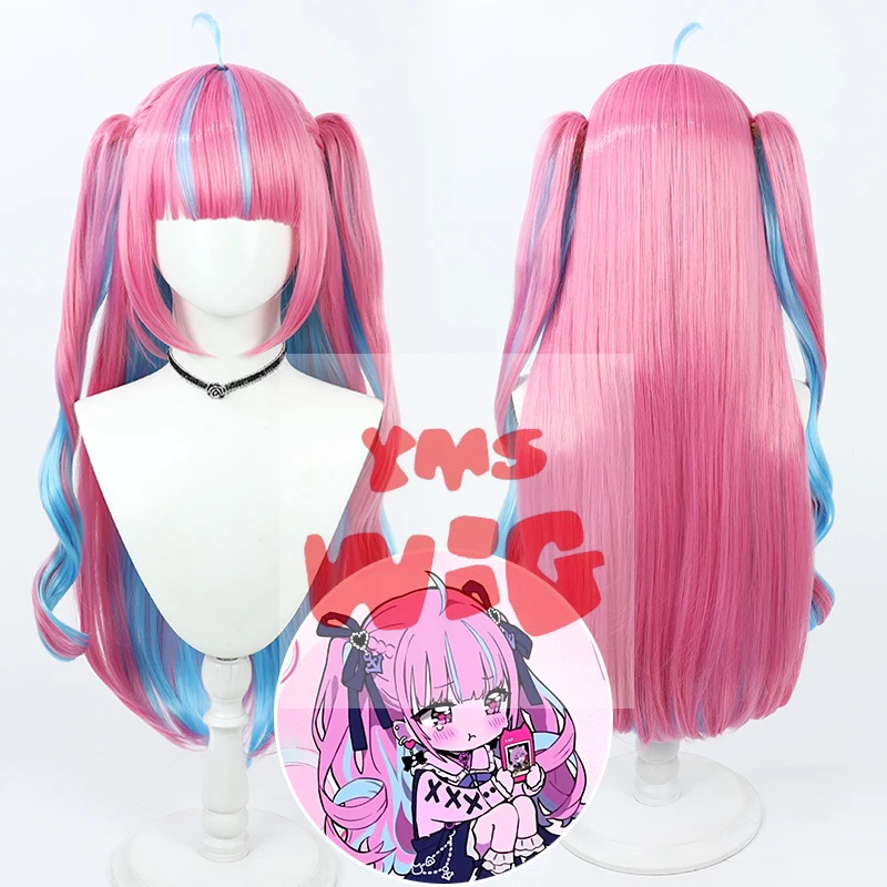 

Hololive Vtuber Minato Aqua Cosplay Wig Pink Blue Heat Resistant Synthetic Hair Halloween Party Role Play Carnival + Wig Cap