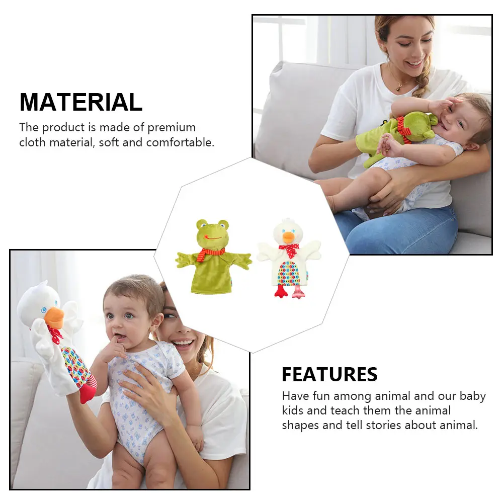 

2 Pcs Hand Puppet Interaction Interactive Toys Kid Green Puppets Baby