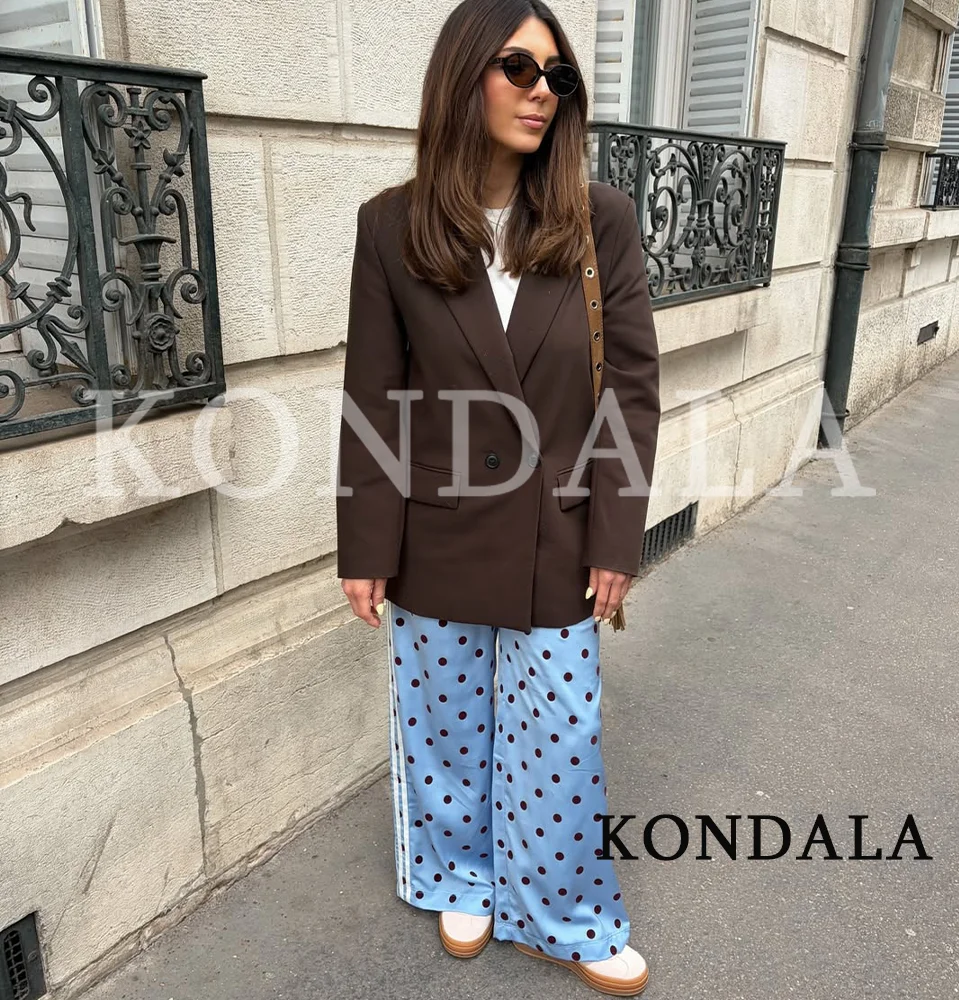 Women Elegant Commute Double Breasted Blazer KONDALA 2026 Trendy Classic Versatile Blazer Office Lady Leisure Chic Basic Blazer