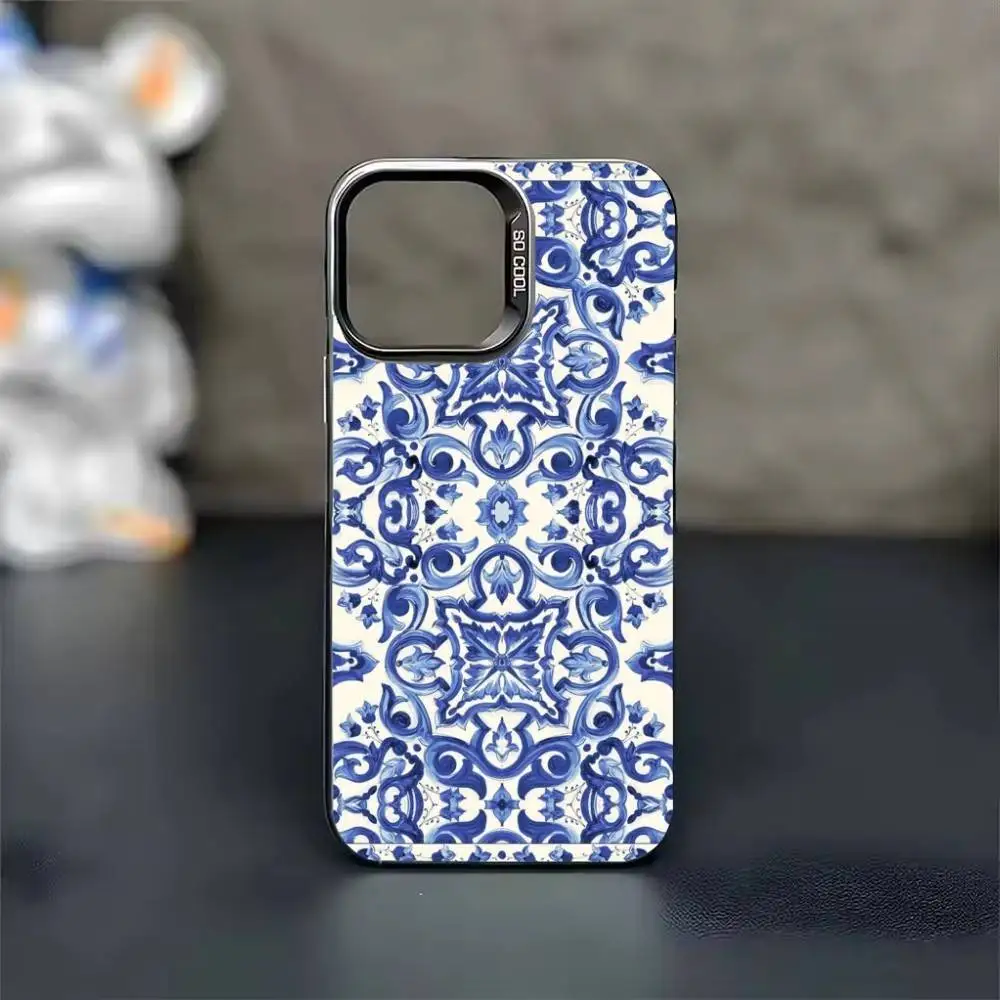 ceramic glazed tile Phone Case For iPhone 17,16,15,14,13,12,11,Pro Max,Plus Candy Silver Cover