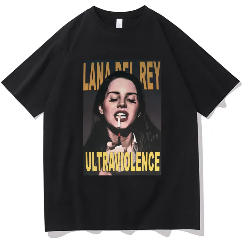 Футболка певица Лана Дель Рей с графическим ультрафиолетовым принтом, Ретро футболка в стиле хип-хоп, мужские и женские футболки, повседневная хлопковая свободная Готическая уличная одежда Футболка певица Лана Дель Рей с графическим ультрафиолетовым принтом, Ретро футболка в стиле хип-хоп, мужские и женские футболки, повседневная хлопковая свободная Готическая уличная одежда