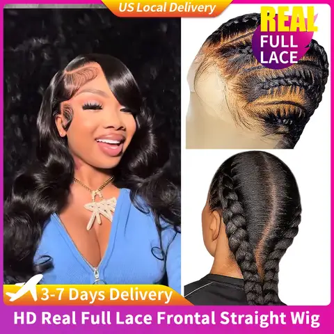 Real Full lace Human Hair Wigs Body Wave Transparent  Frontal HD Lace Closure With Baby Hair 250% Density 360 Lace Frontal