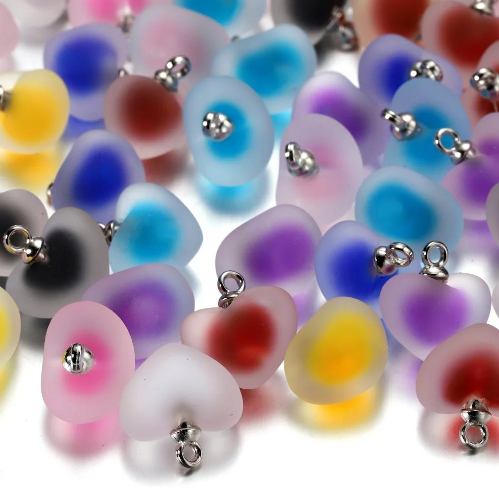 10 قطعة/الوحدة الراتنج متجمد متعدد الألوان القلب سحر ل سوار اليدوية أقراط قلادة قلادة DIY بها بنفسك مستلزمات صناعة المجوهرات