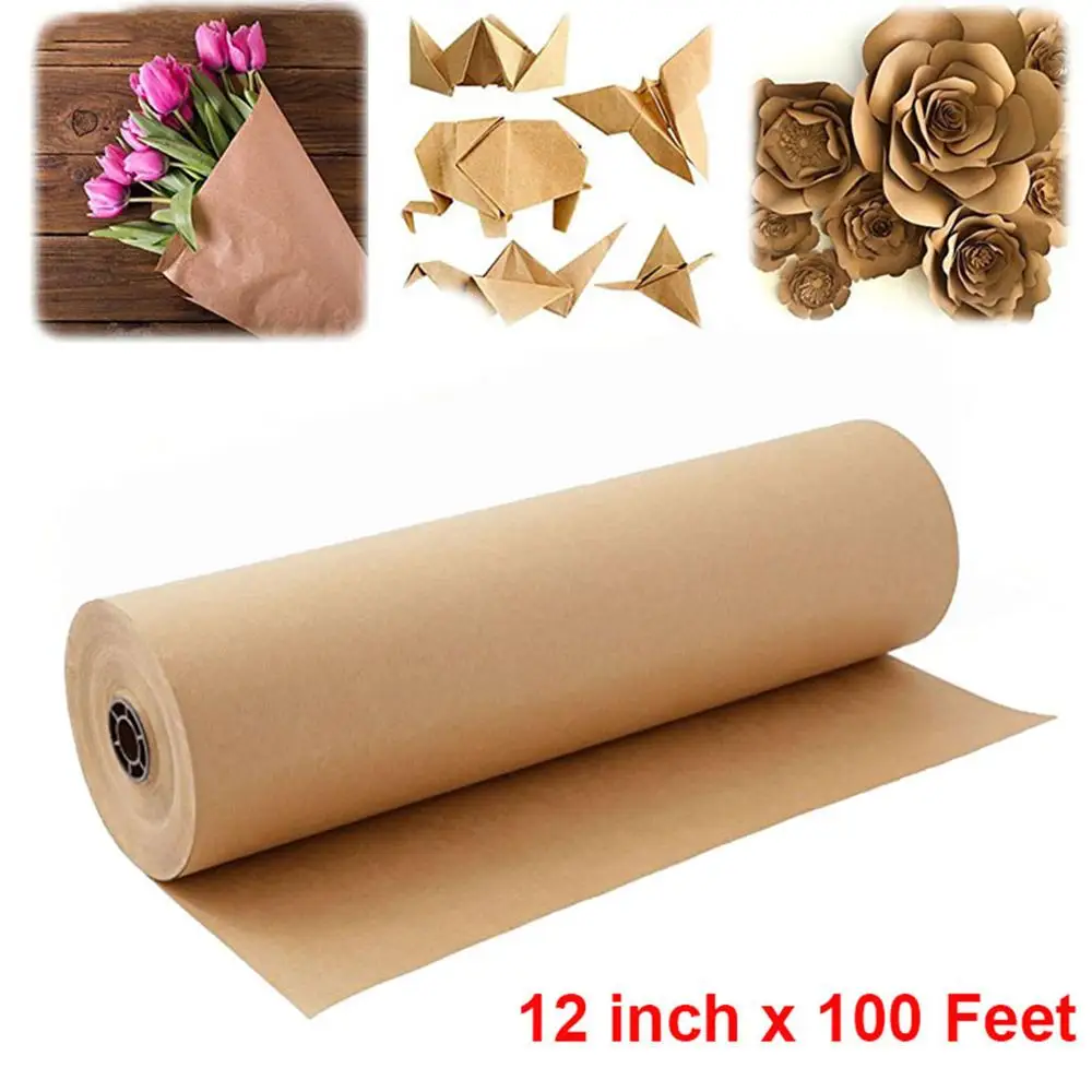 30 Meters Brown Kraft Wrapping Paper Roll for Wedding Birthday Party Gift Wrapping Paper Parcel Fresh Flower Art Craft Materials