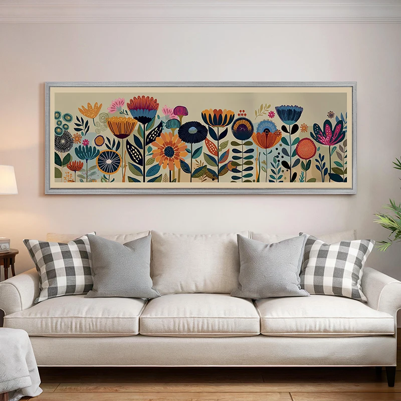 Mid Century Modern Bohemian Floral Poster Print, Scandinavian Art Canvas Painting for Living Room Home Decor Cuadros
