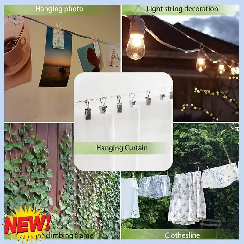 

AT14 1Set 1/16In Wire Rope Kit PVC Coated Cable Wire Stainless Steel For String Light Hanging Kit/Garden Wire