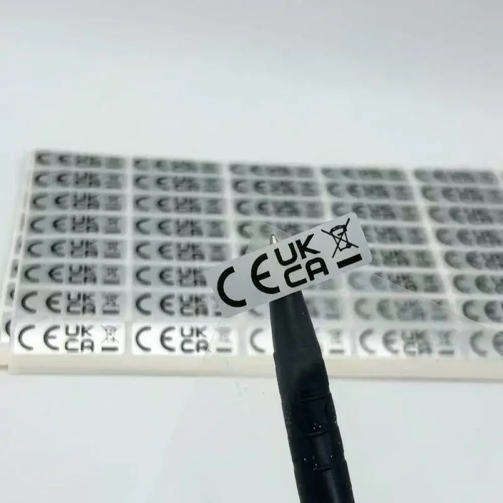 Durable Matte Silver Industrial Labels For Electronic Goods Compliance Certification FCC UKCA EU Packaging Identification Signs