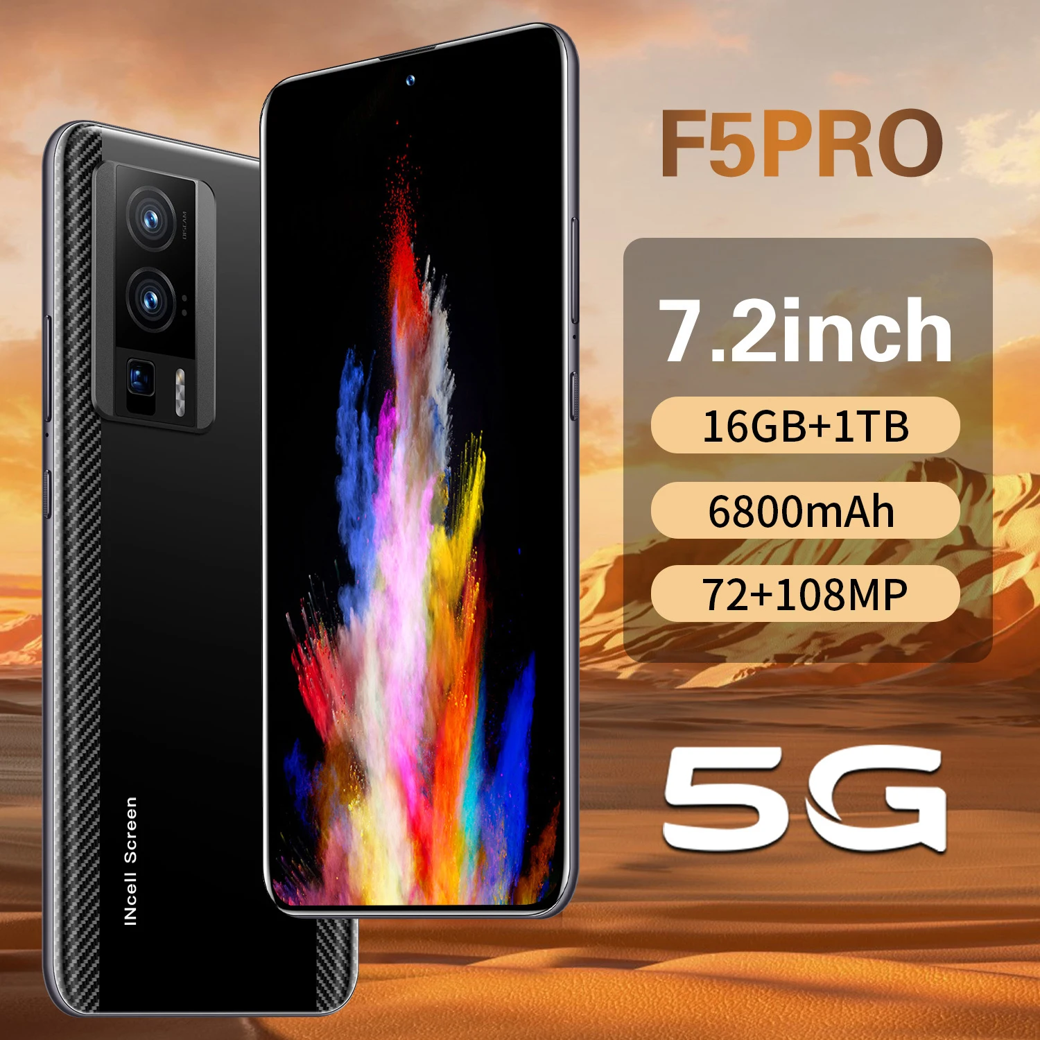

2025 New F5 Pro 7.2HD Original Smart Dual Card 6800mAh Battery Facial Recognition Function Global Edition