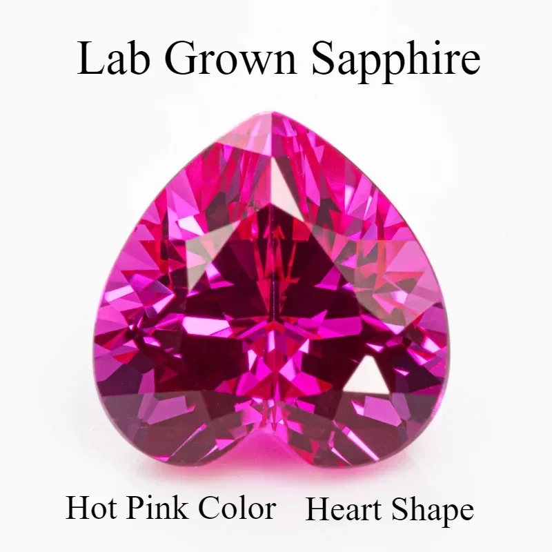 

Lab Grown Sapphire Heart Shape Hot Pink Color Stone for Charms Diy Jewelry Making Necklace Earrings Selectable AGL Certificate