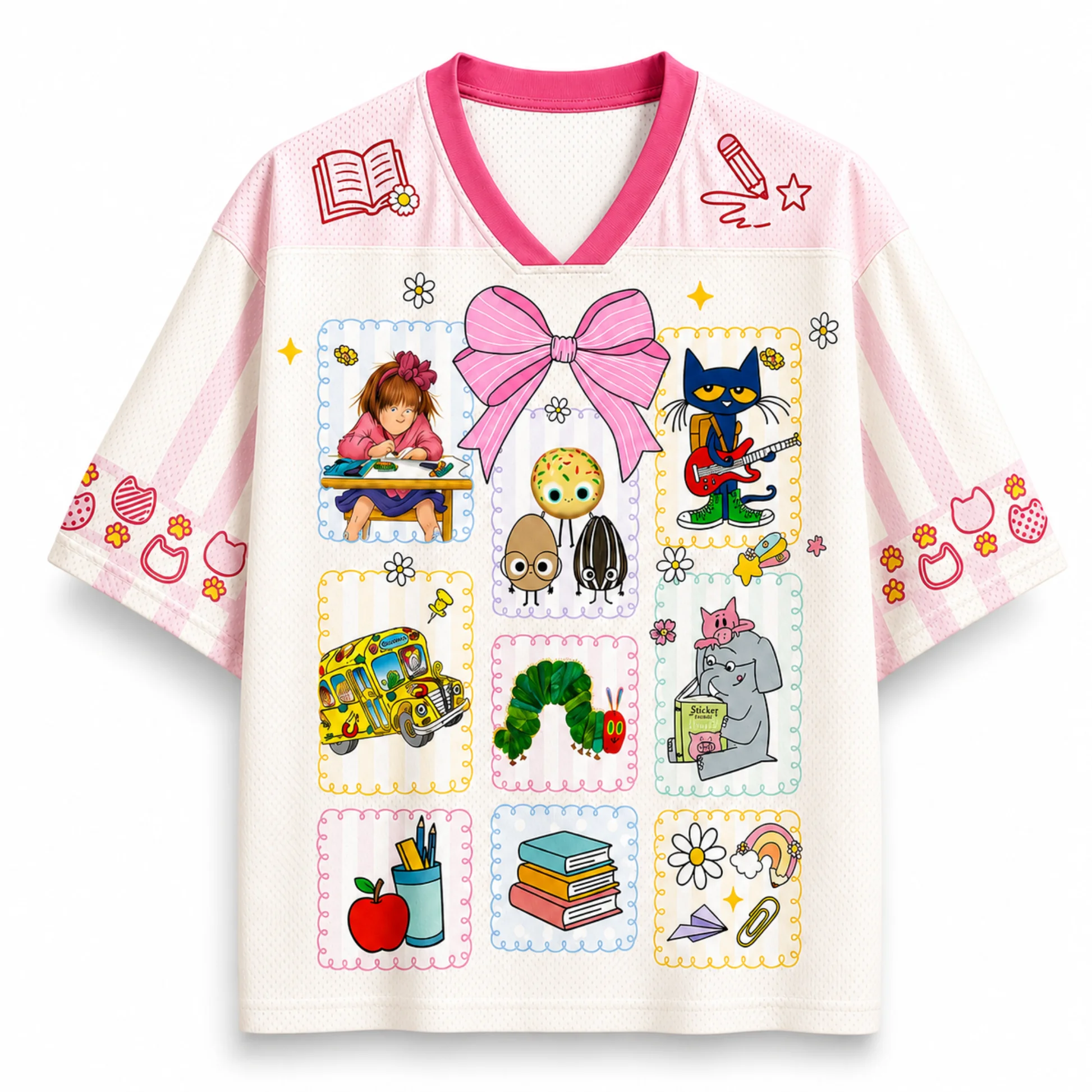 Latest Bow Children's Fun Illustration 3D Full Print Sports and Leisure School Season Breathable Daily Wear T-shirt