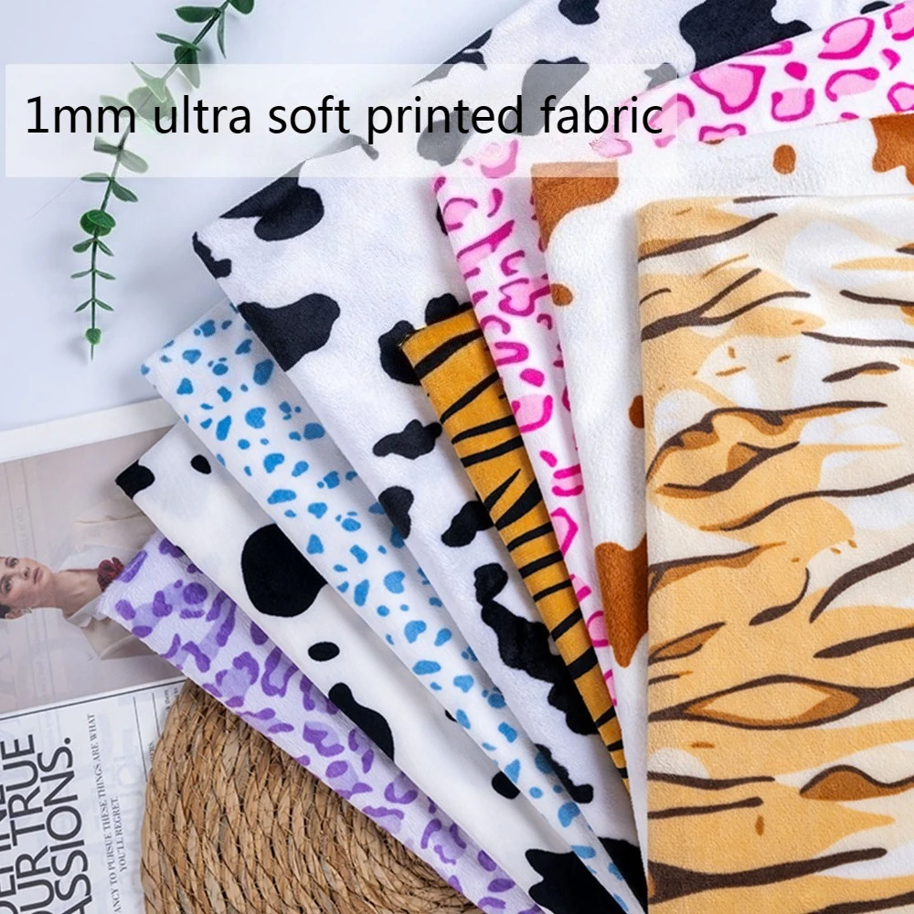 

Animal Printed Short Plush Fabric By Meters for Doll Pillowcase Stage Costumes Diy Sewing Soft Textile Cloth Tiger Leopard Strip