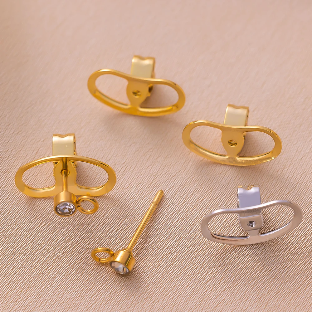 

4pcs/Lot 13x5mm Metal Earrings Lifters Safety Back Replacement Stopper For DIY Jewelry Making Supplies Findings Accessories