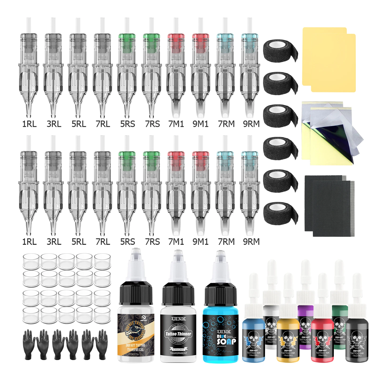 

DQFART 65Pcs Tattoo Kit Tattoo Needles Tattoo Practice Skin Tattoo Supplies Tattoo Accessories For Various Tattoo Machine