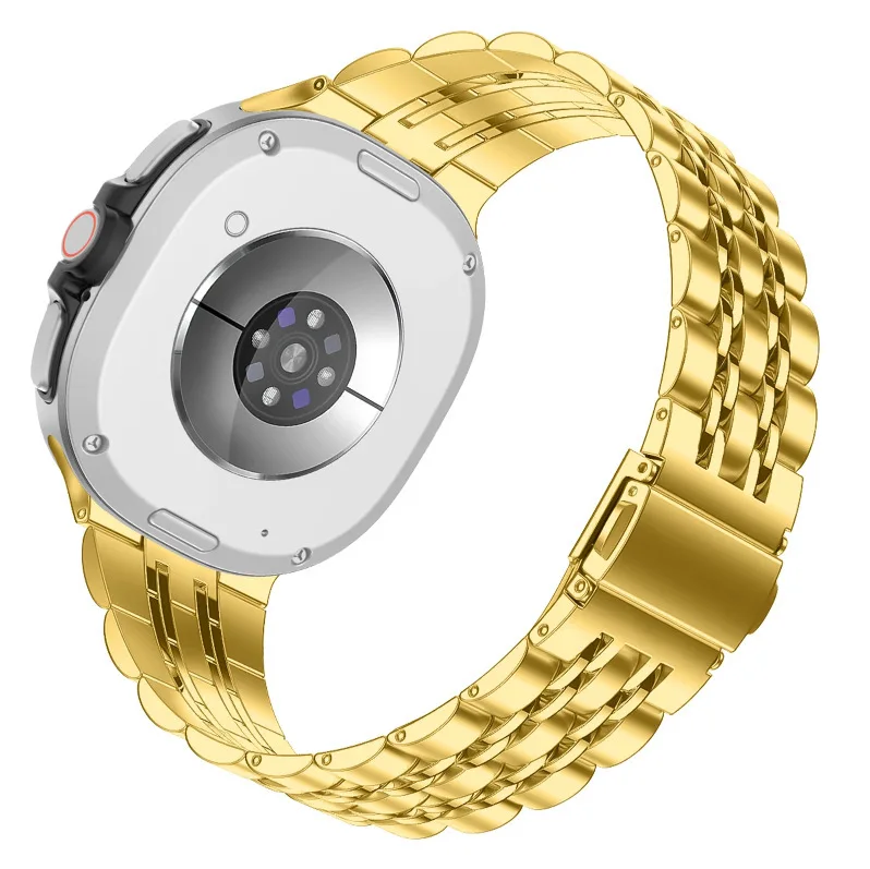 For Samsung Galaxy Watch8 Watch Strap Watch8 Classic One-piece Seven-Bead Flat Buckle Steel Strap
