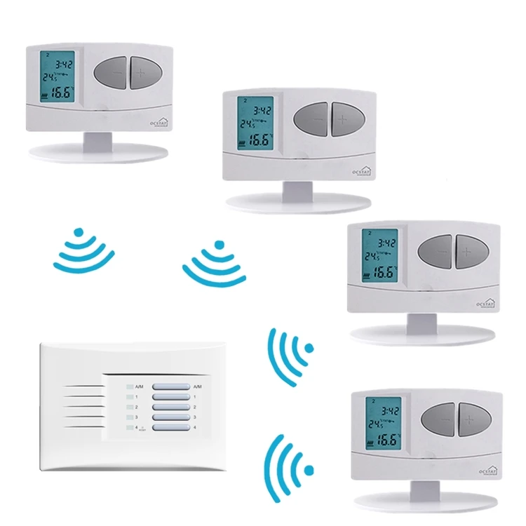 220V Electronic Wireless Digital Heating Smart RF Programmable Multi Zones Control Thermostat FOR Boiler 1 to 4