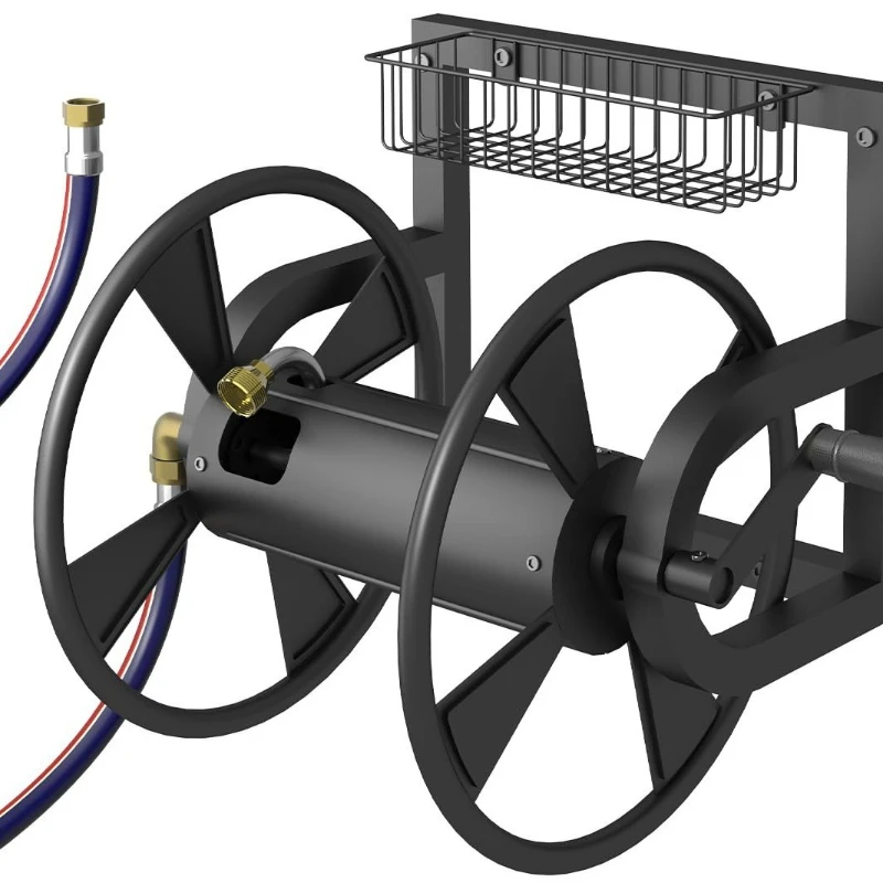 

Outdoor garden hose reel wall mounted installation heavy-duty water pipe rack winding device