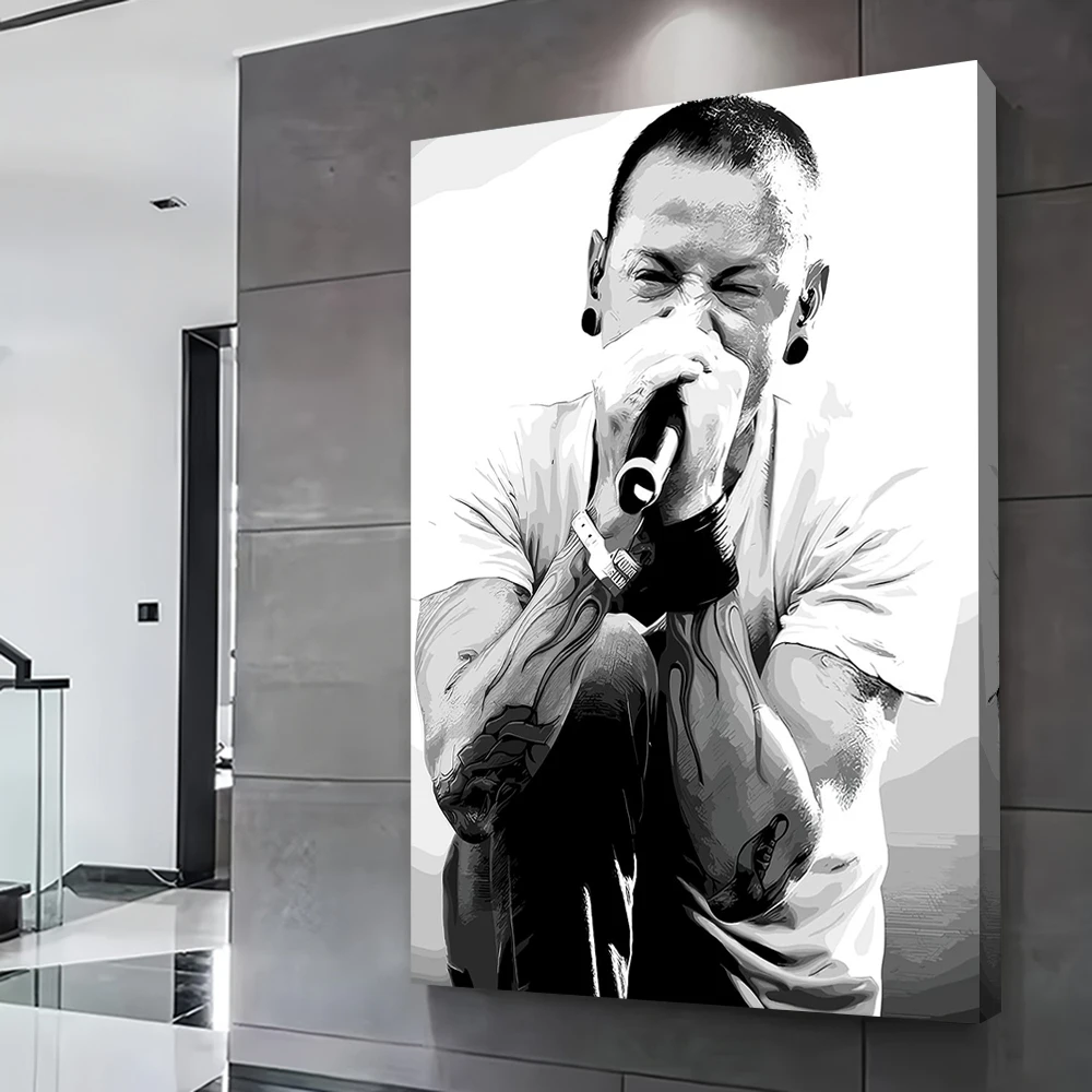 Chester Bennington Black and White Poster Customizable Printed Canvas Painting Wall Art Gift for Posters Living Room Decoration