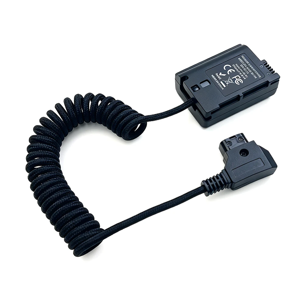 D-Tap to EN‑EL15  Dummy Battery Coiled Power Cable 22AWG*2C for Nikon Z6 Z7 Z8 D7500 D850 Camera Continuous Power Supply | black