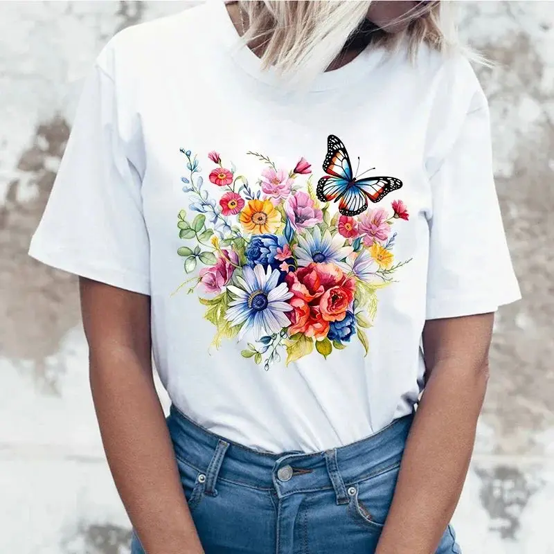 

Женская футболка высокого качества с горячими цветами и дизайном, настраиваемая одежда с ручной росписью, модная повседневная одежда