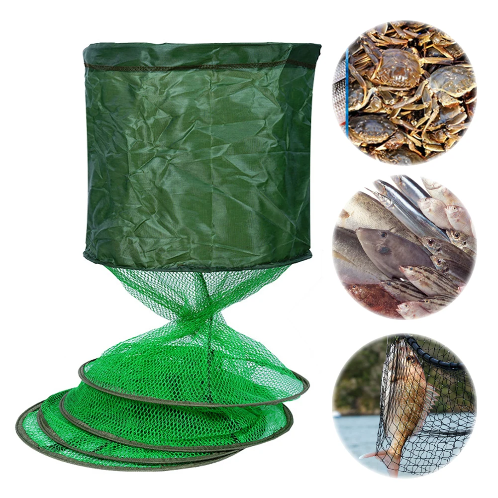 

Телескопическая сеть Fyke, кольцо из нержавеющей стали, складная рыболовная сеть, складная клетка для рыбы, снасти для рыбалки на открытом воздухе