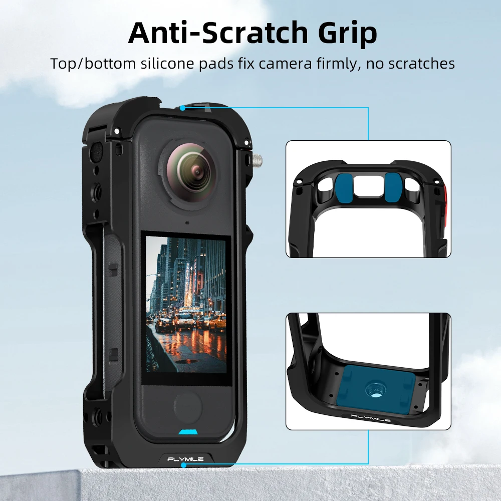 

Metal Protection Frame with Silicone Lens Cap with Noise-filtering Cotton Protective Cage for Insta360 X4 Air Accessories