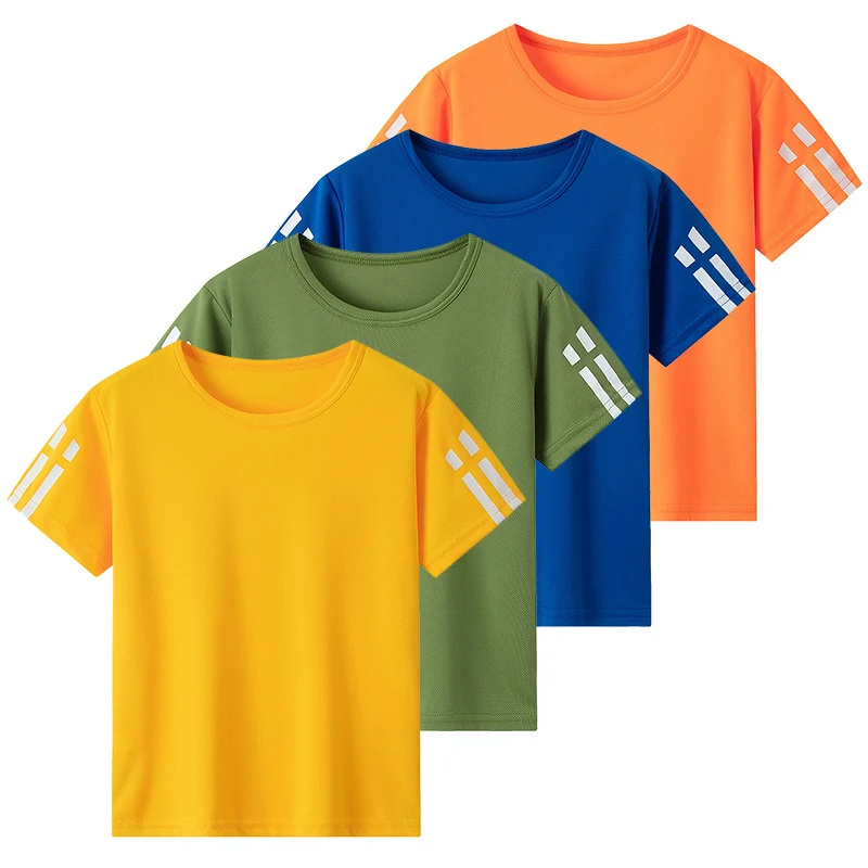 1/4/8 Pieces Summer Children And Teenagers Multi-color Casual Short Sleeved Loose And Comfortable Boy And Girl T-shirt 120-170