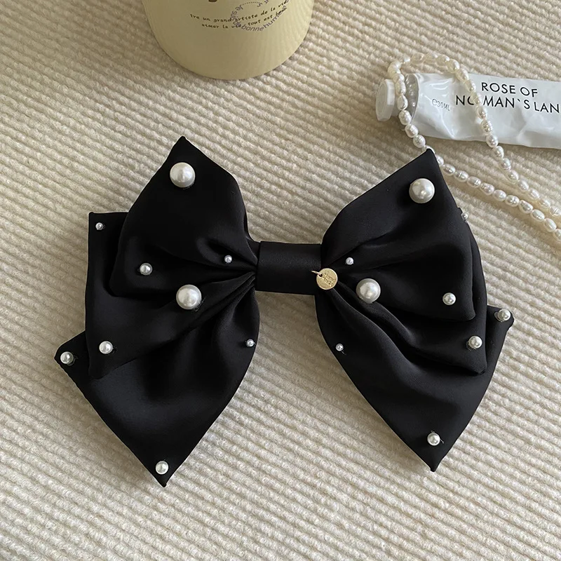 Bohemian Women Girls Silk Satin Big Bow Hair Pin Hair Barrette Decoration Hair Accessories