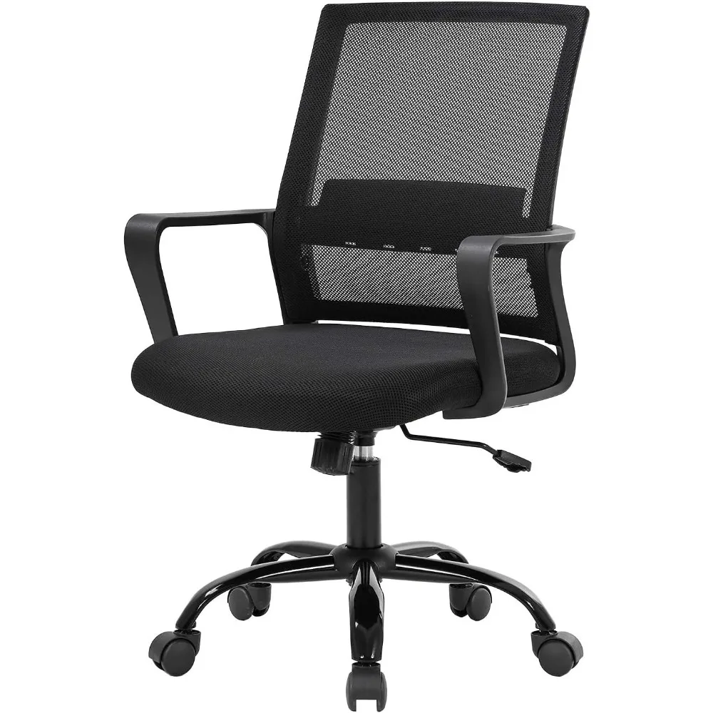 كرسي مكتب مع دعم قطني - كرسي مكتب شبكي دوار قابل للتعديل لغرفة الاجتماعات والمنزل والاستخدام التنفيذي