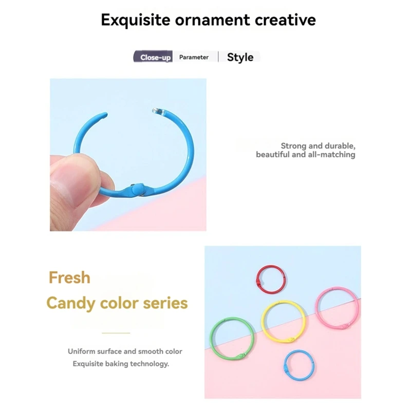 Colorful Loose Leaf Binder Rings Metal Book Rings Paper Rings For Index Cards Notebook Keychain Key Ring For Office Use