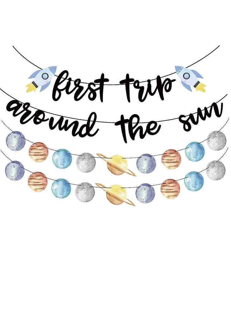 Guirlande de bannière de fête spatiale galaxie, thème planète univers, décor suspendu, univers, astronaute spatial, décoration d'anniversaire